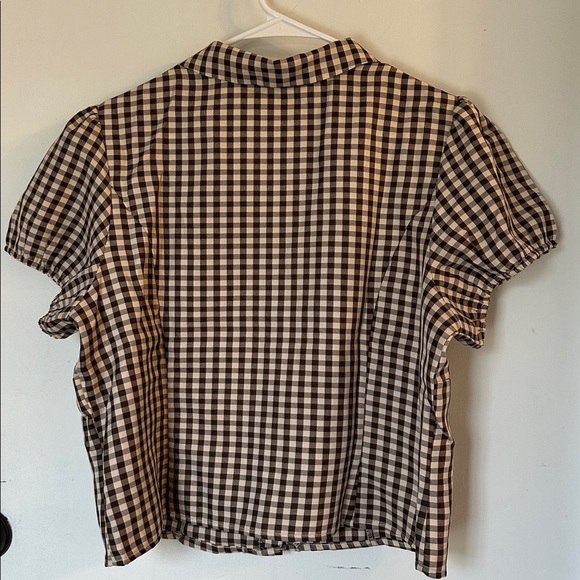 Altar'd state Skylar brown Gingham PUFF SLEEVE  Top NEW XXL - Picture 5 of 5